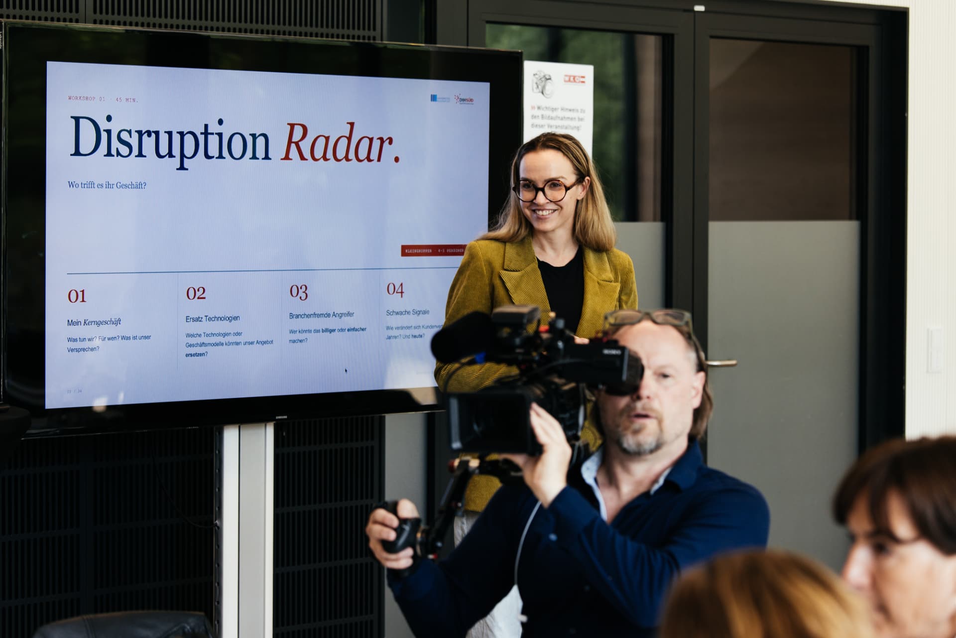 Dr. Desirée Schatzl giving the Disruption Radar workshop to an audience